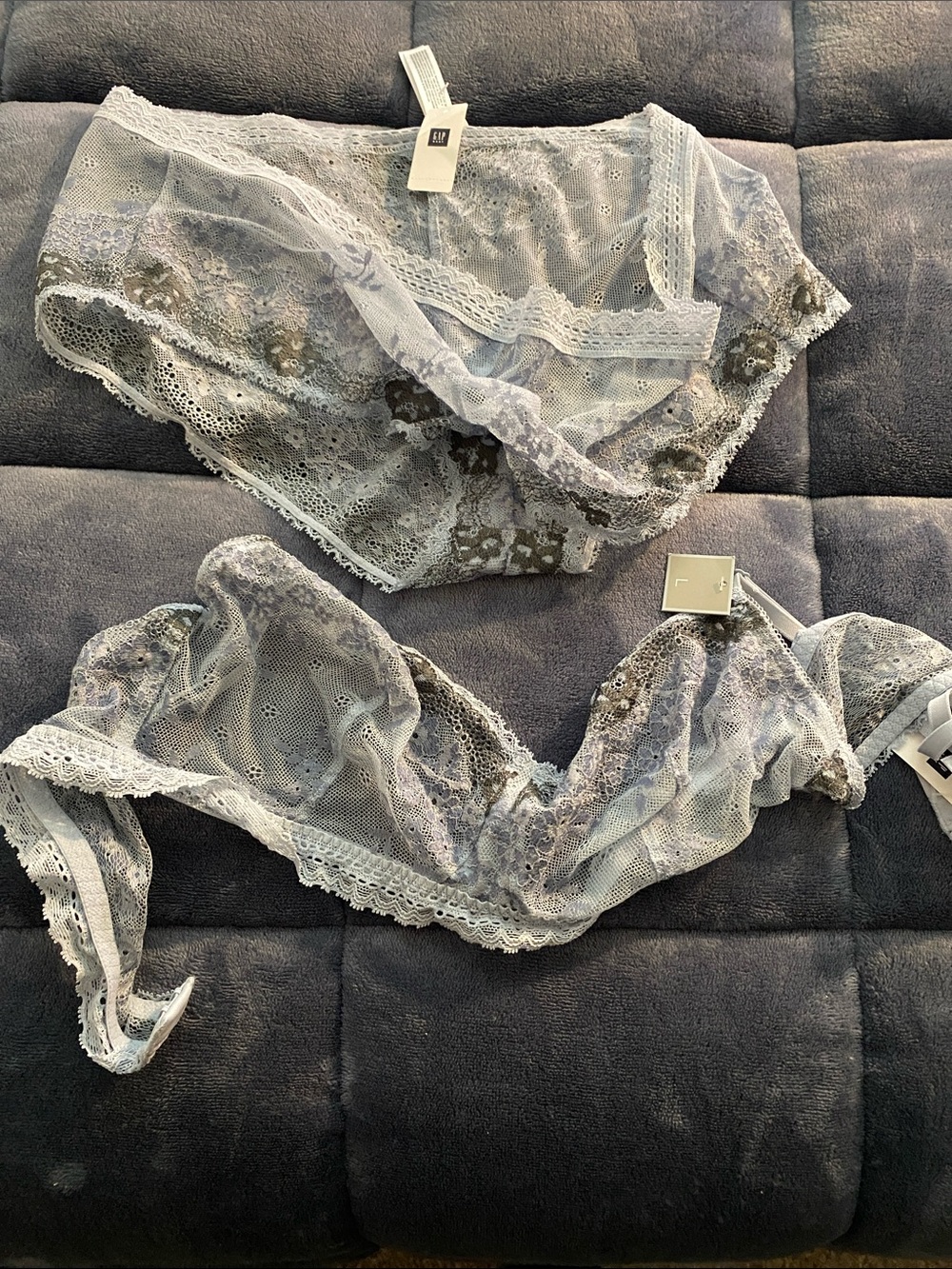 GAP Light Gray Lace Bralette & Bikini Set